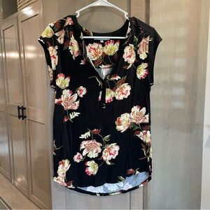 Floral Black Women's Top